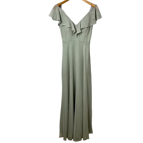 Dessy Collection Ruffled Cold Shoulder Chiffon Maxi Dress Willow Style 3020 - Picture 3 of 9